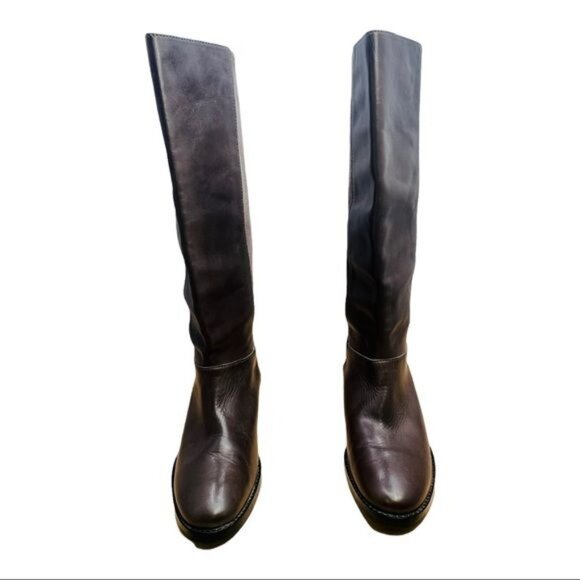 Cole Haan Adler Leather Suede Patchwork Tall Riding Boots Adjustable Gray 7.5 - Picture 5 of 13